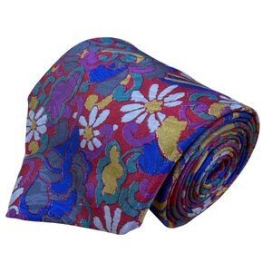 Editions By Van Heusen Mens Colorful Polyester Floral Pattern Tie Red/Multicolor